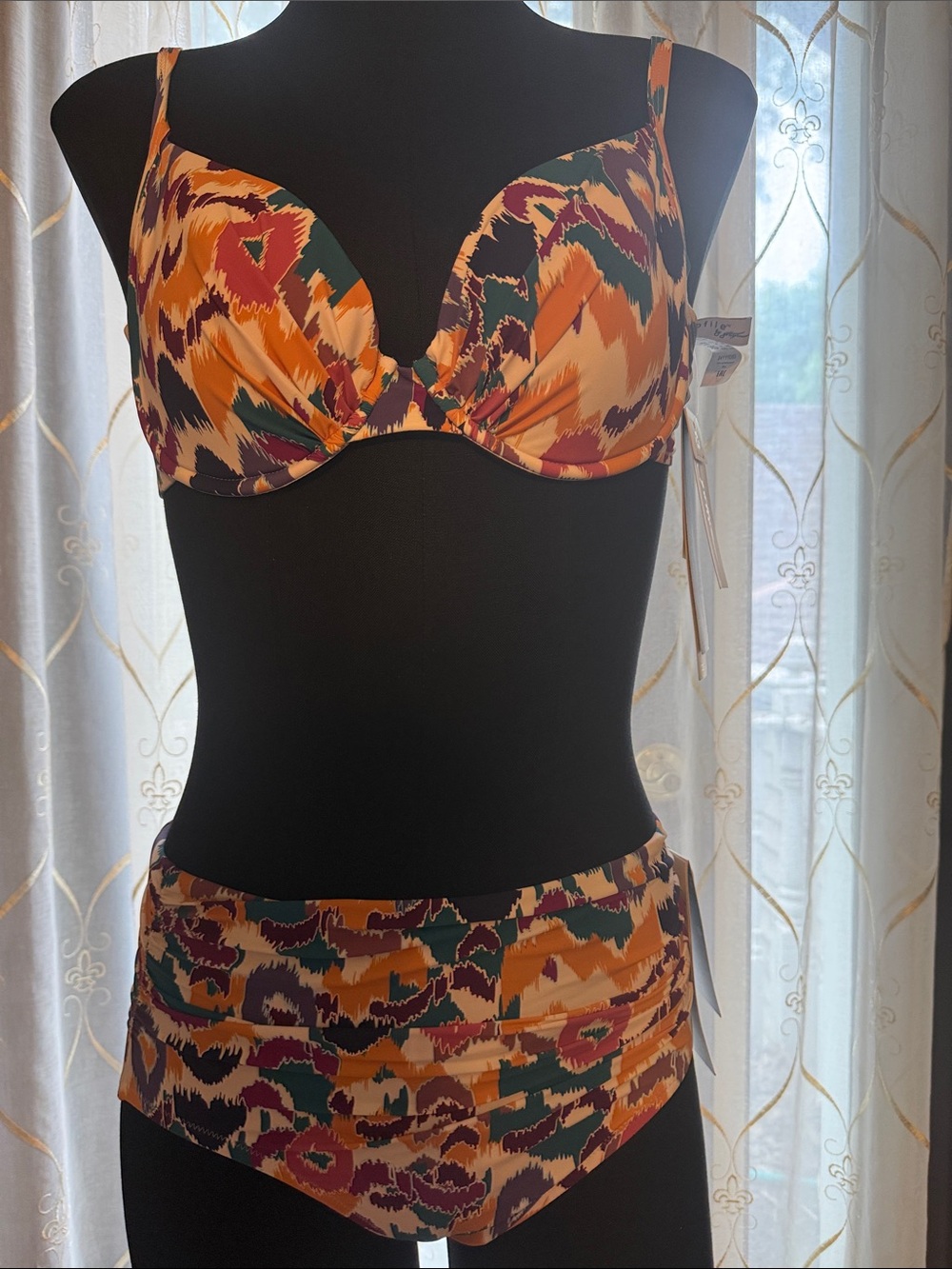 Gottex Gold, Teal & Purple Patterned Bikini Set